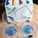 Set of 4 vintage blue and green Vulcano glasses in box – Luminarc France