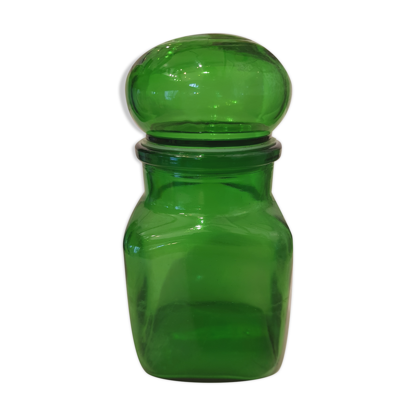 Pot d'apothicaire vintage en verre vert