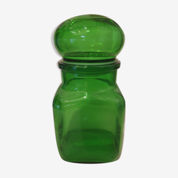 Vintage apothecary jar in green glass