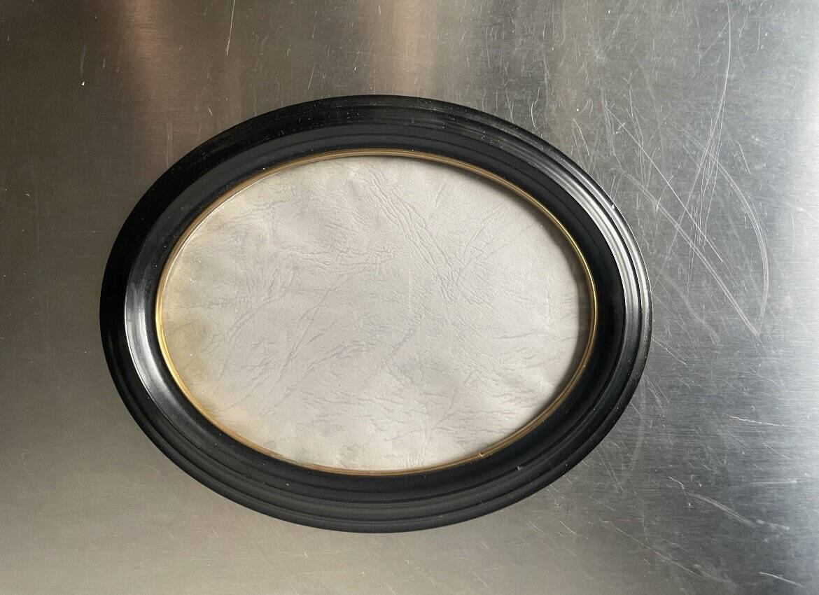 Large Vintage Oval  Bakelite Black Frame with Convex glass 23.5 cm x 18.5 cm