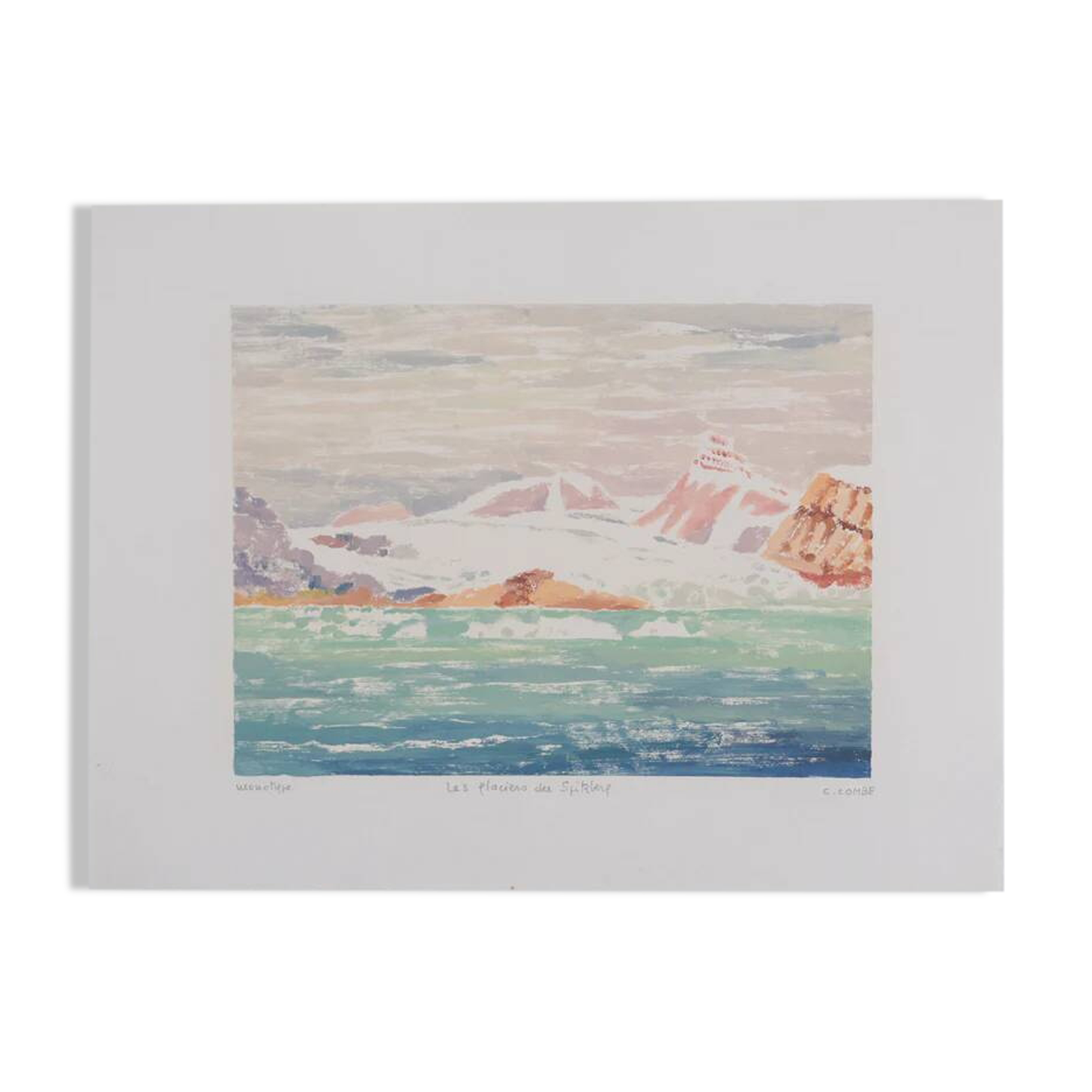 Camille COMBE: The glaciers of Spitsbergen, Original signed monotype
