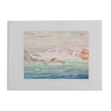 Camille COMBE: The glaciers of Spitsbergen, Original signed monotype