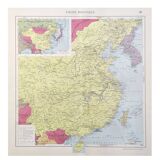 Vintage map Asia China Korea 43x43cm from 1950