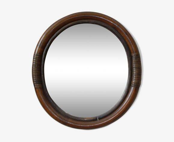Oval bamboo mirror, 60's.