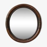 Miroir en bambou ovale, 60's.