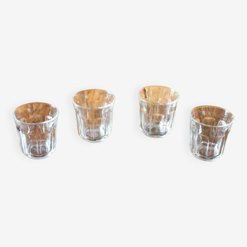 Lot 4 verres Vereco transparents facettes vintage