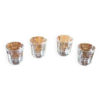 Set of 4 vintage faceted transparent Vereco glasses