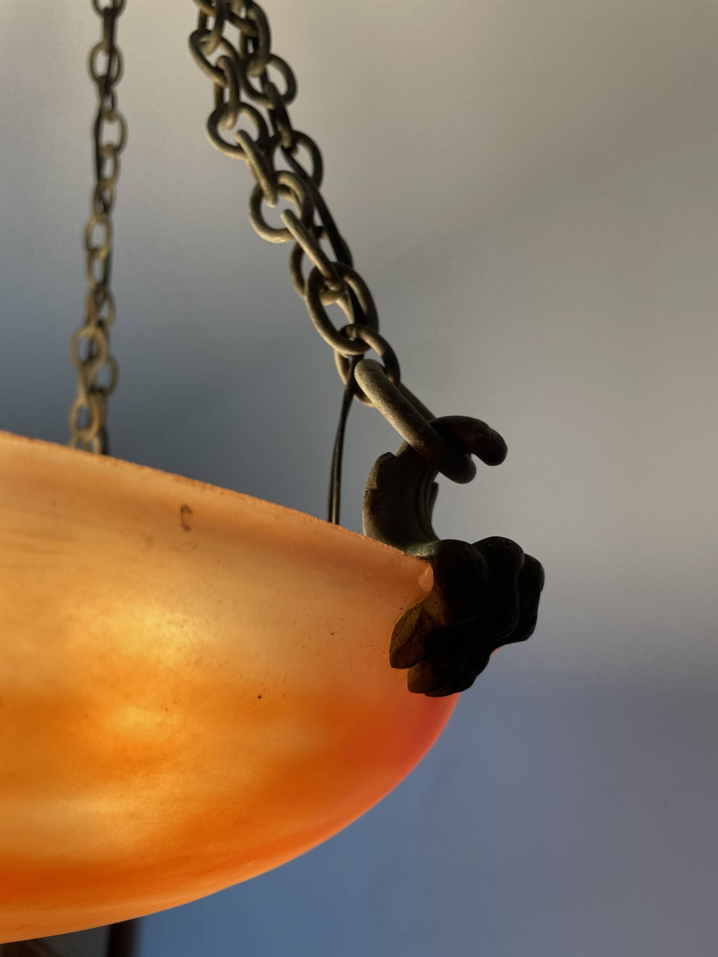 Art Deco pendant light in marbled glass