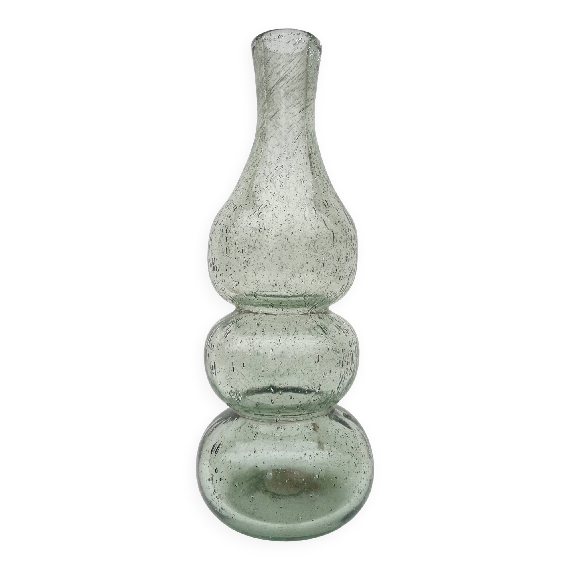 Vase, vintage soliflore in blown glass, bubbled