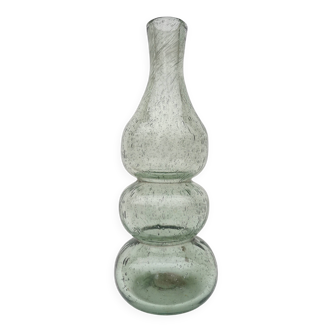 Vase soliflore vintage en verre soufflé et bullé