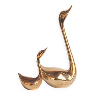 Pair of brass ducks or swans