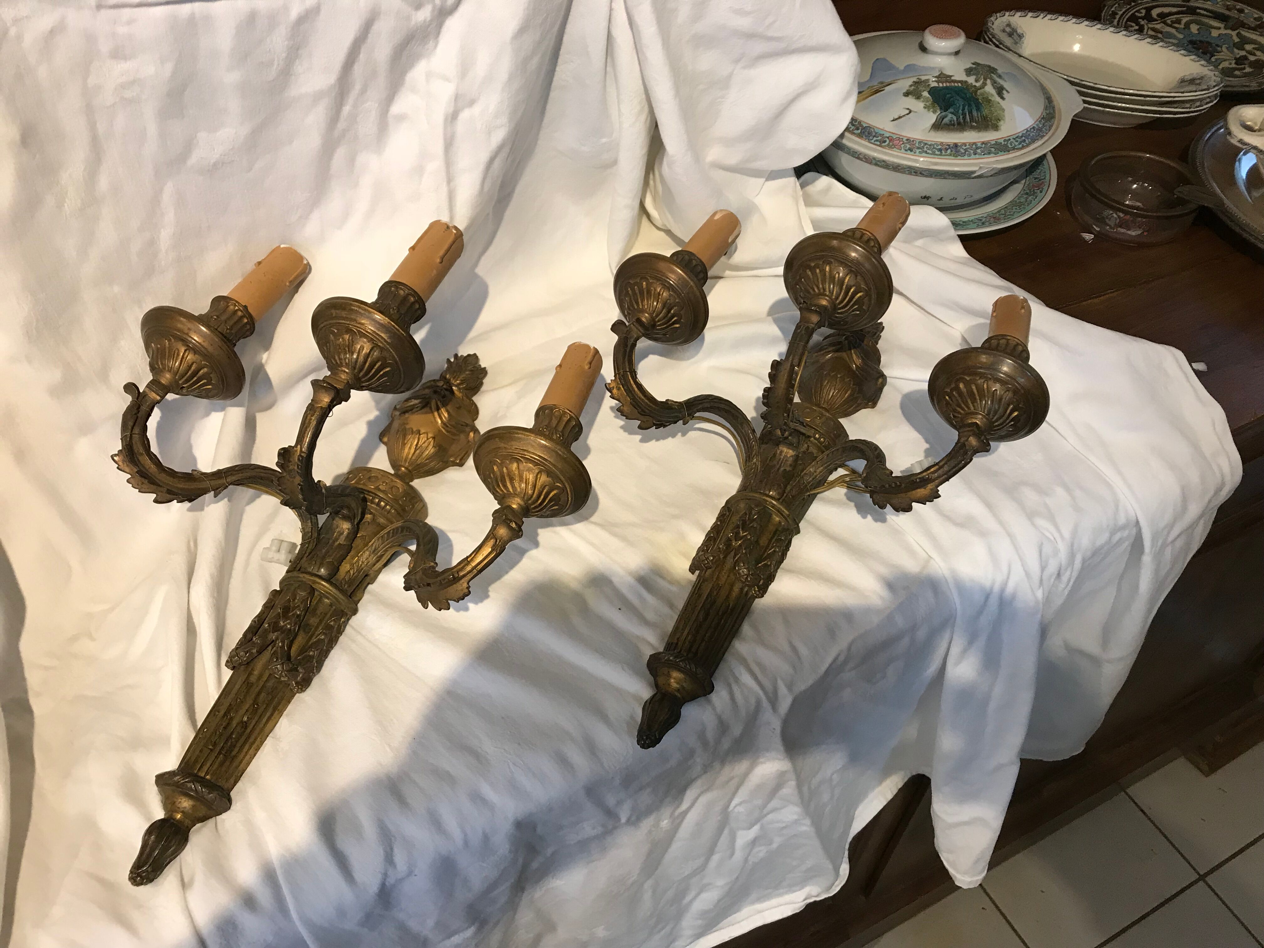 Pair of bronze sconces