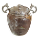 Antique silver metal and glass cookie jar/sugar bowl