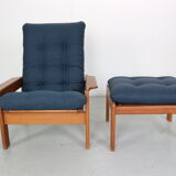 Teak armchair & ottoman by Emc Møbler Denmark mid-century modern
