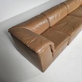 Modular "Jeep" sectional sofa in light brown leather by Anita Schmidt for Durlet, 1970.