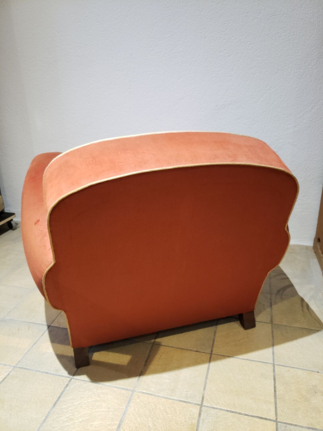 Red satin club armchair