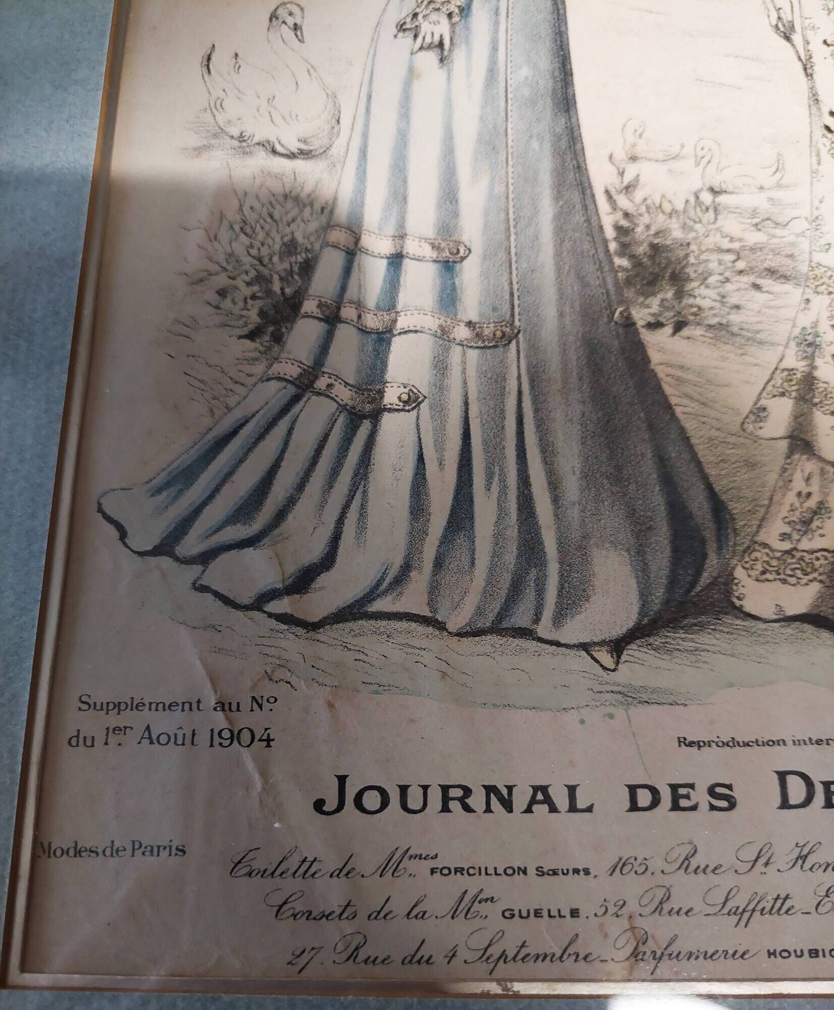 Framed fashion print journal des demoiselles 1904