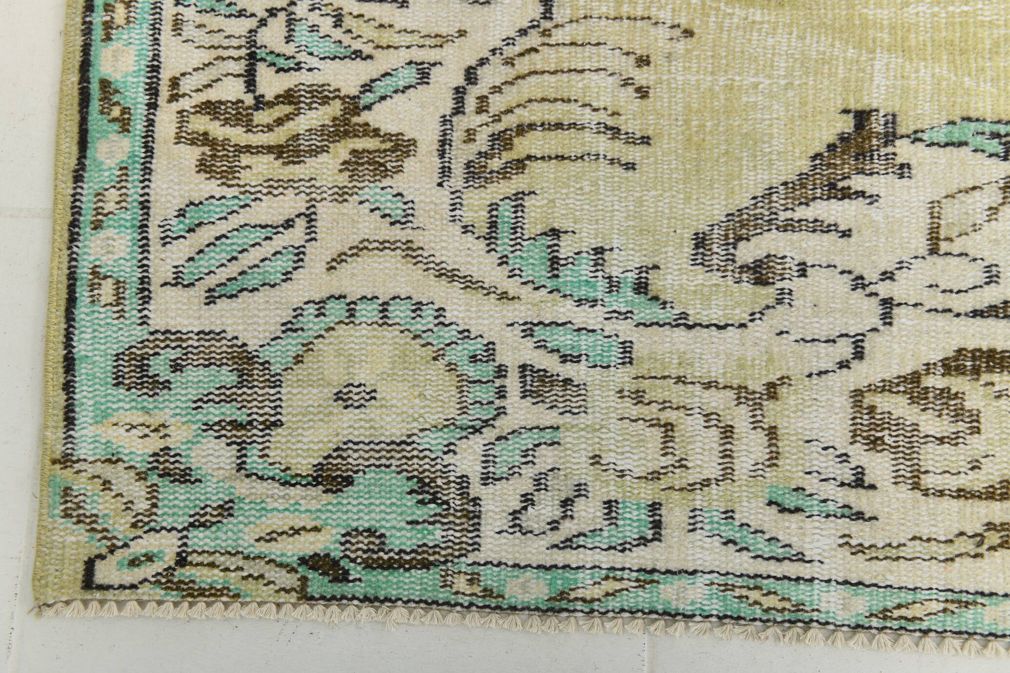 Tapis persan oriental vert clair et jaune 5x8, 165x238 cm