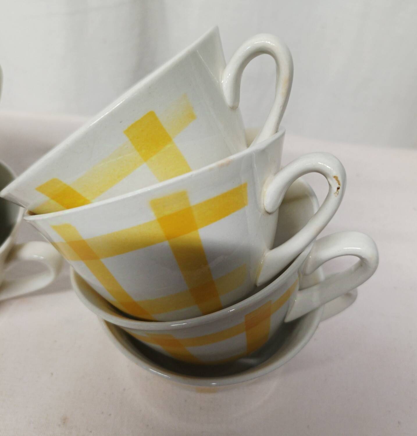 Lot of old cups Vintage tea towels