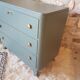 Commode art déco vert bleu poignées patinÉes