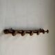 Large vintage wooden coat rack with 6 bamboo effect hooks L79