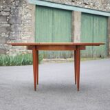 Scandinavian design wooden table, dining room table with integrated extension
