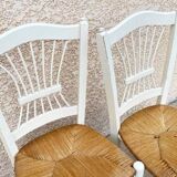 Pair of Vintage WHITE Straw CHAIRS