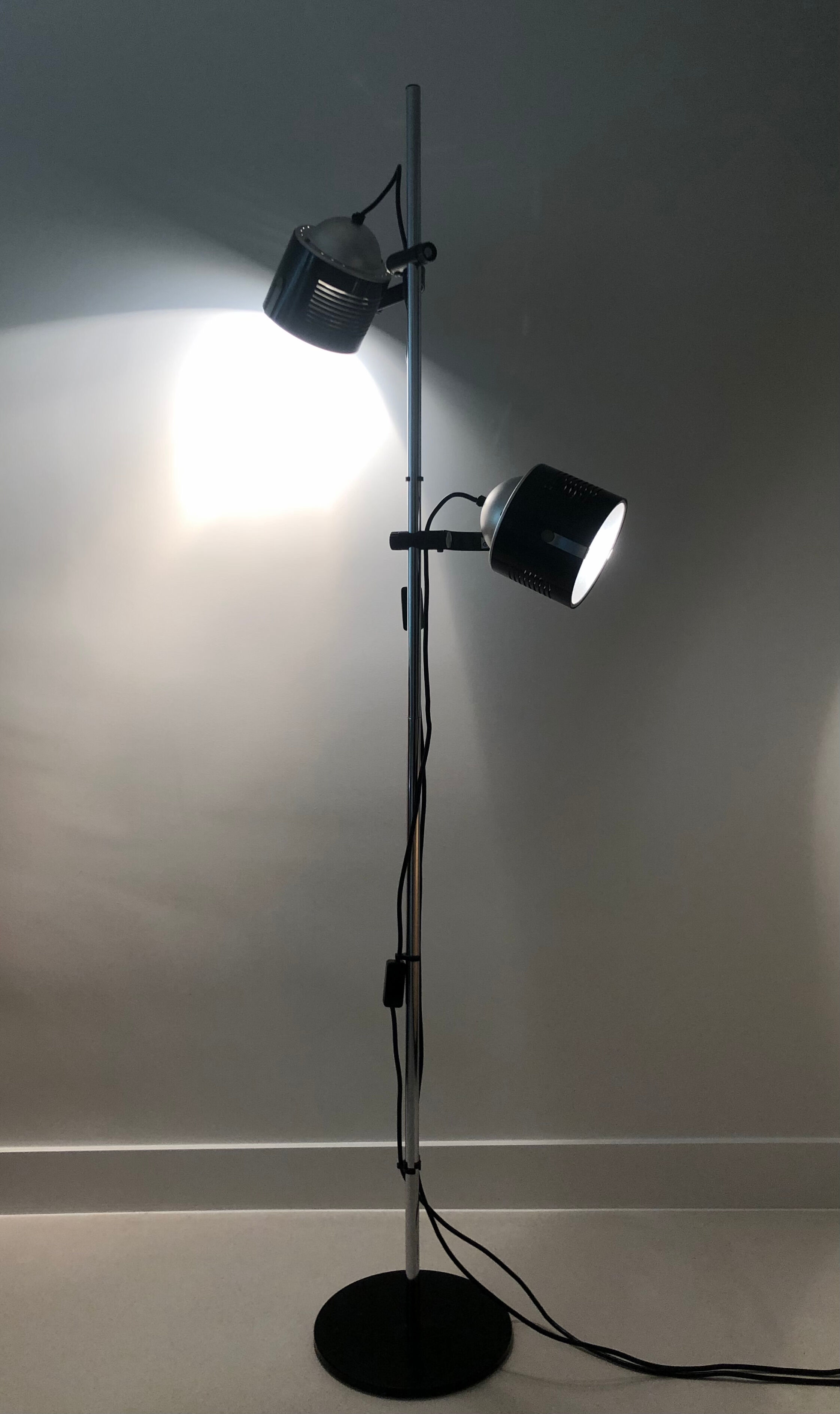Floor lamp two spots of FAEL Luce, Italy 70s