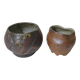 2 asymmetrical brutalist stoneware bowls signed G.Toutous Vintage