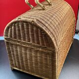 Panier cage osier/rotin de transport voyage pour chat, animaux