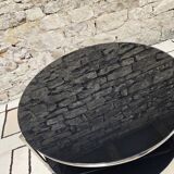 Strind vintage coffee table in black opal glass by Ehlen Johansson for Ikea