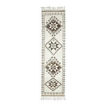 1970s Vintage Turkish Hand-Knotted Wool Cotton Beige Runner Rug  90x340