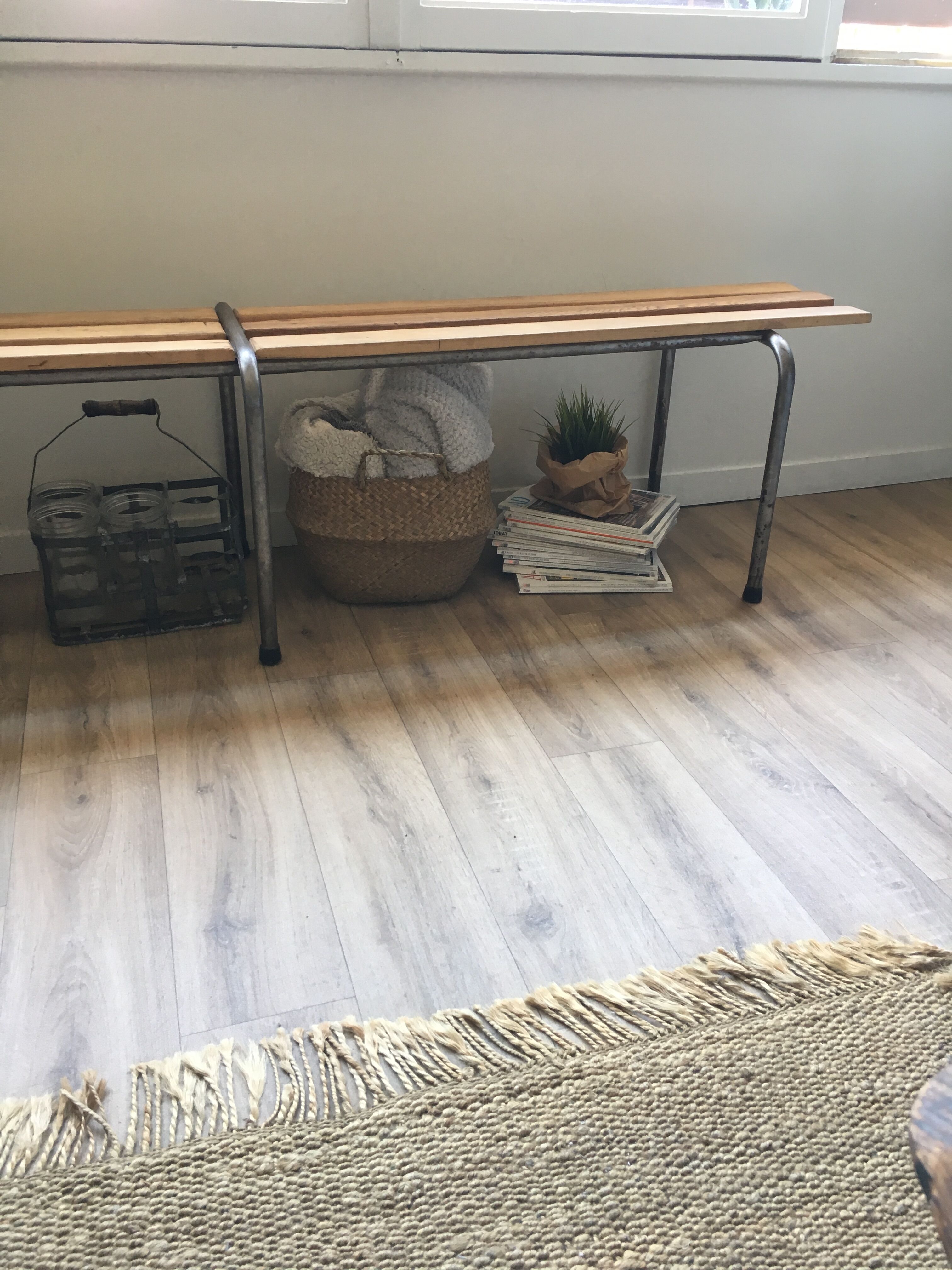 Banc ancien d'école bois & métal