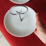 Set of two white porcelain cake stands, former royal factory, Limoges