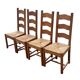Vintage Set of 4 dining chairs oak and wicker 70's design high back