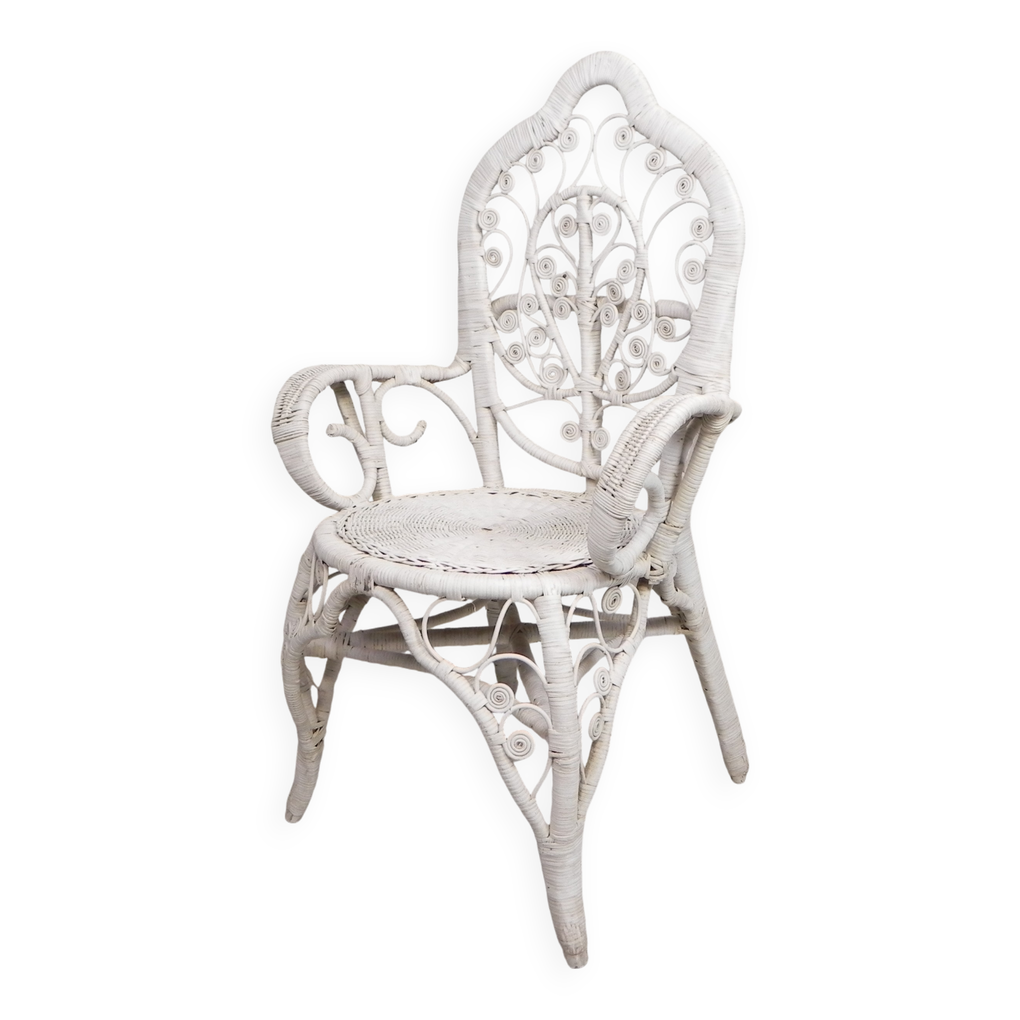 Vintage bamboo, rattan armchair with armrests, 1950s