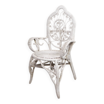 Vintage bamboo, rattan armchair with armrests, 1950s