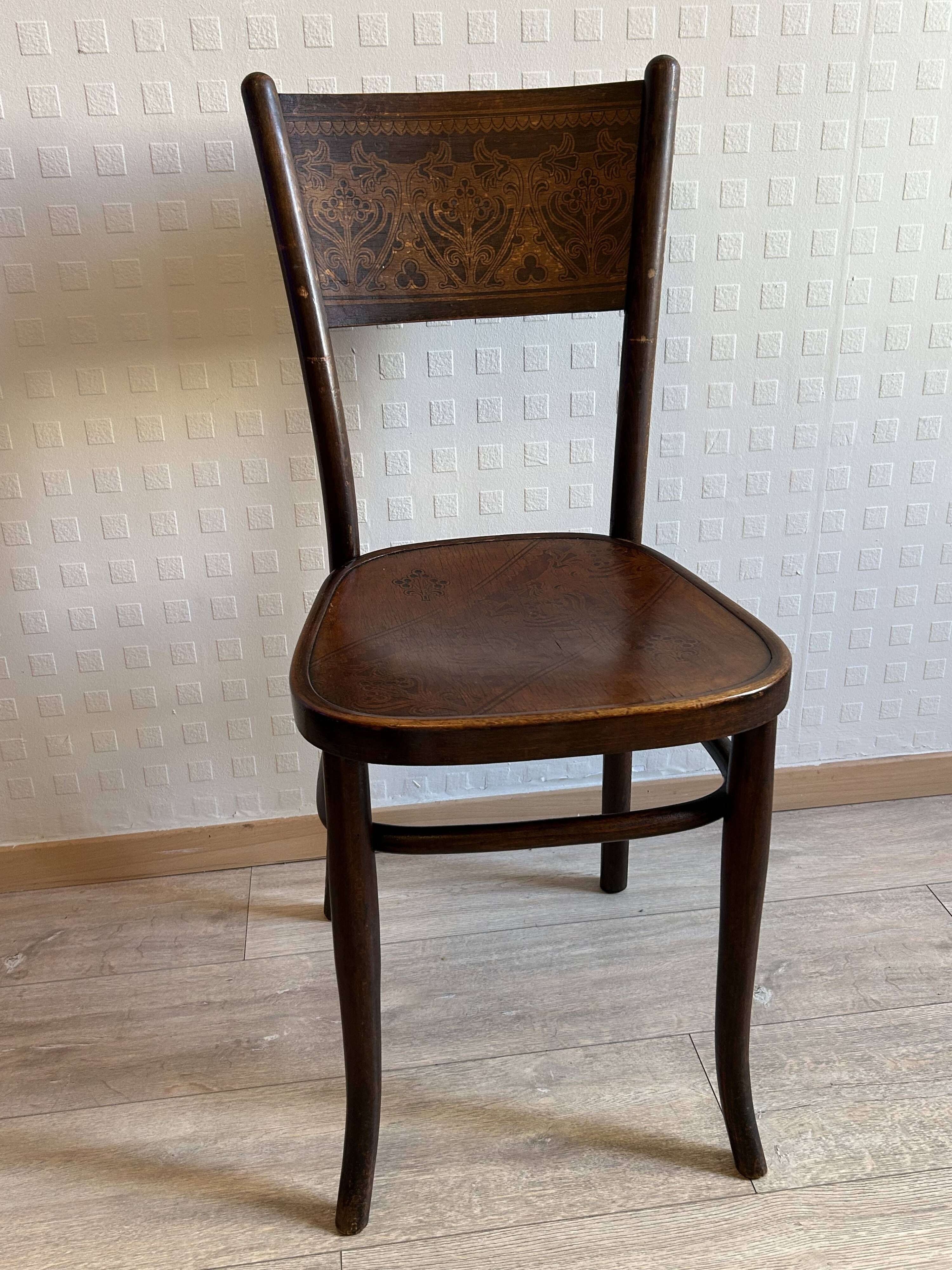 6 antique chairs Jacob & Josef Kohn – Vienna – Decorated bent wood – Style