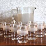 Set of 12 vintage 1950s granita glasses and pitcher