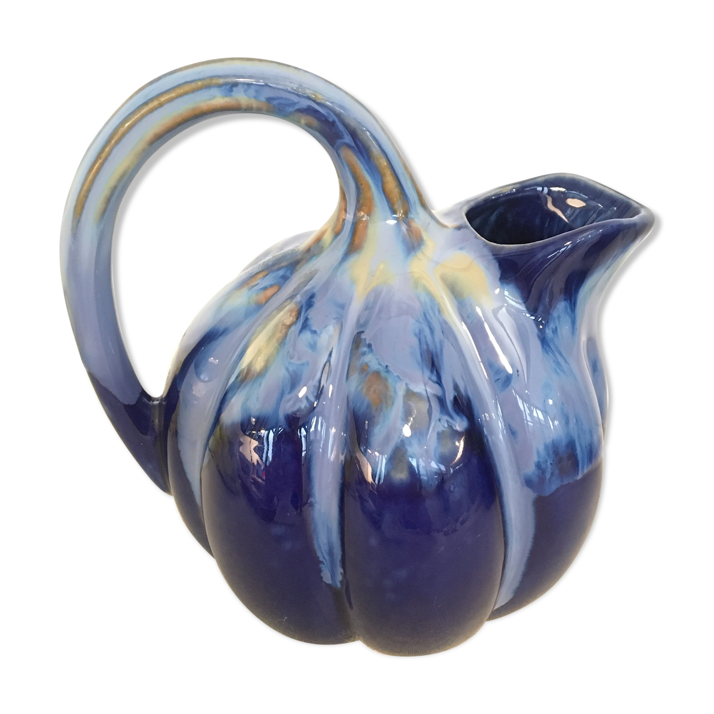 Pitcher shape melon in sandstone blue enamel Alpho