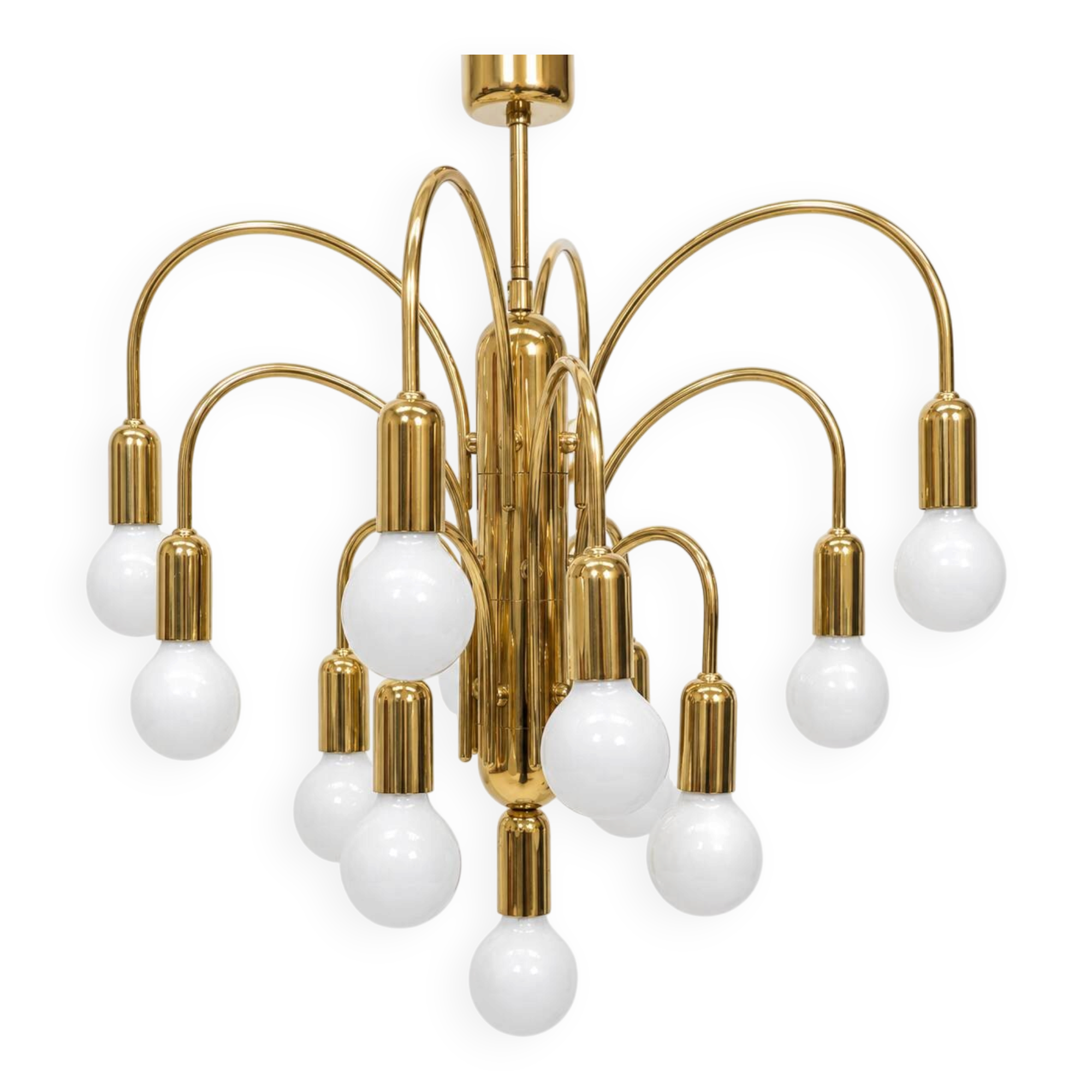 Vintage gold chandelier pendant lamp from the 1970s
