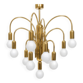 Suspension en chandelier doré vintage des années 1970