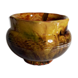 Old provencal pot cover in glazed terracotta