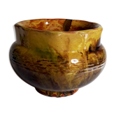 Old provencal pot cover in glazed terracotta