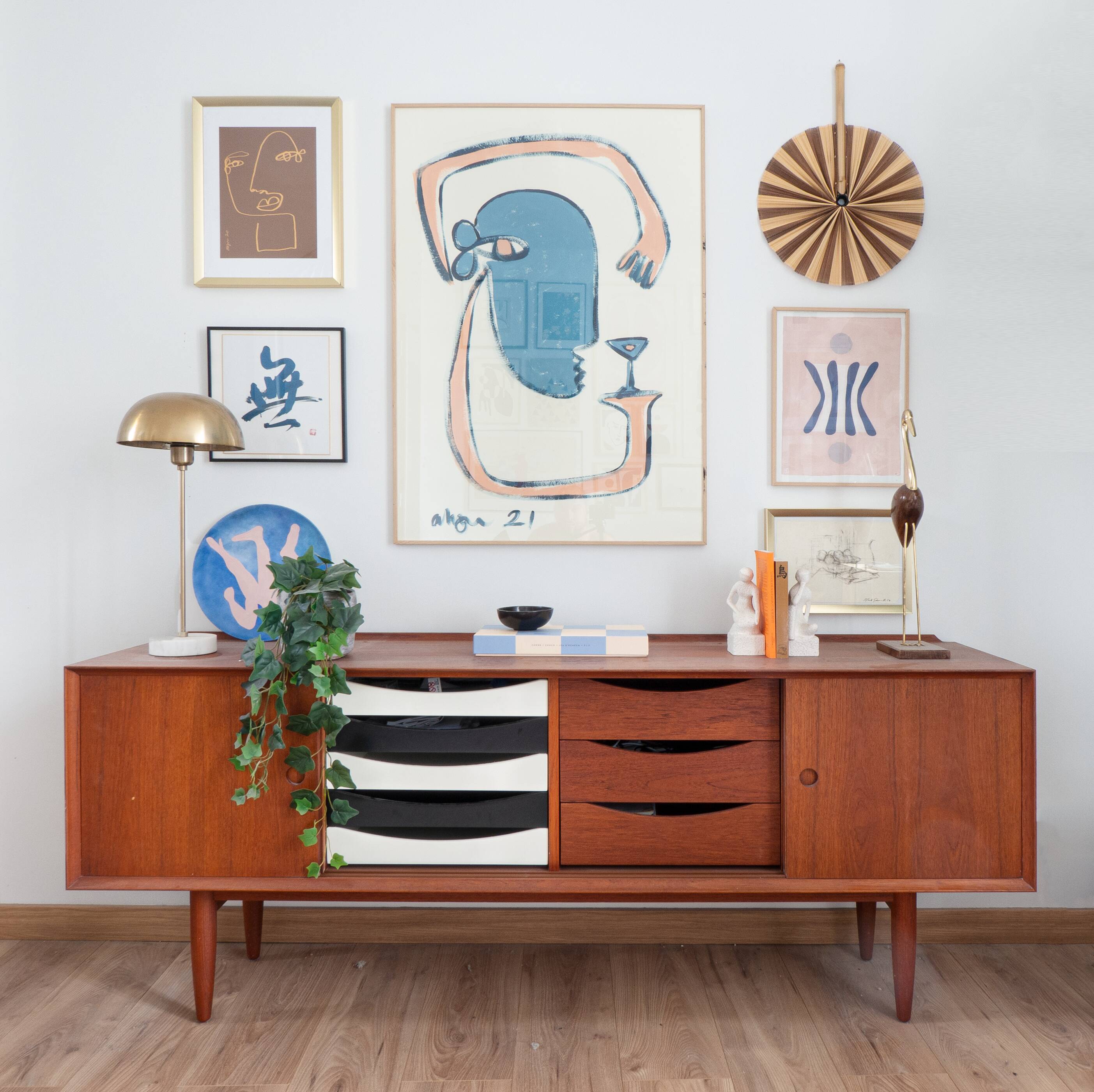 Pink and Blue Abstract Wall Decorative Plate