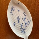 Haviland porcelain leaf-shaped appetizer dish with forget-me-not motif