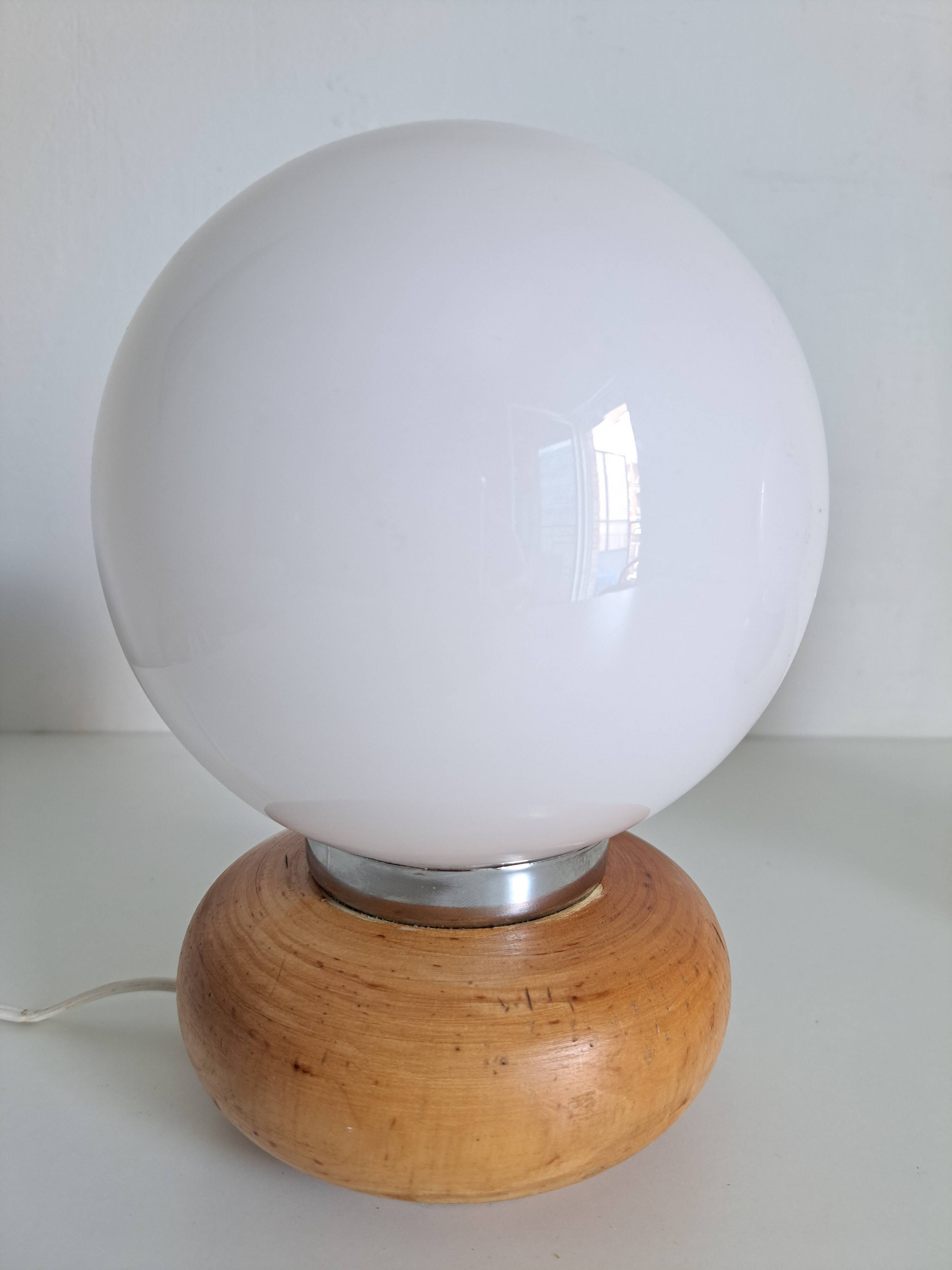 Pair of wooden bedside lamps