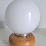 Pair of wooden bedside lamps