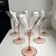 Set of 6 pink-footed cocktail glasses design 70s