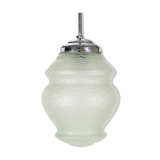 Art Deco pendant lamp with green glass shade, France ca. 1940